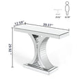 Mirrored Glass Console Table — Contemporary Entryway & Living Room Display Table | Silver | 43.3"W