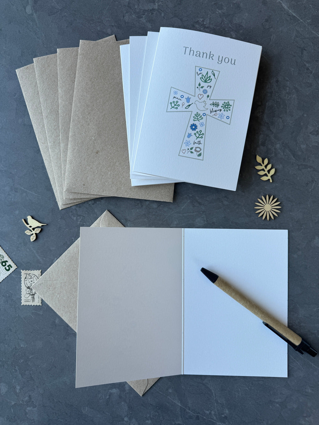 Christening, Baptism or Christian Celebration Thank You Note Card Set