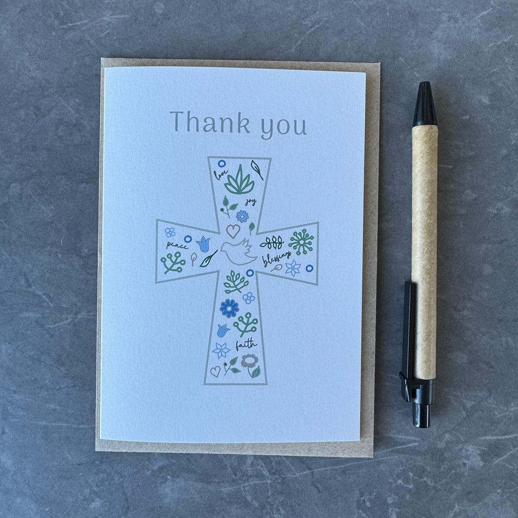 Christening, Baptism or Christian Celebration Thank You Note Card Set