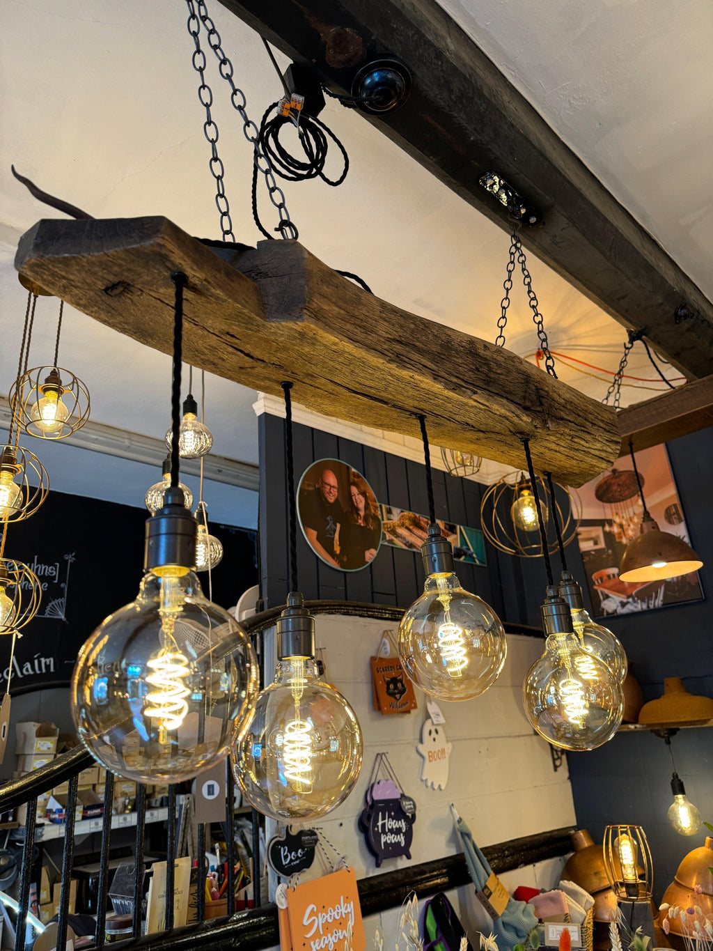 300 Year Old Oak Beam Chandelier | Reclaimed Rustic Kitchen & Dining Lighting UK