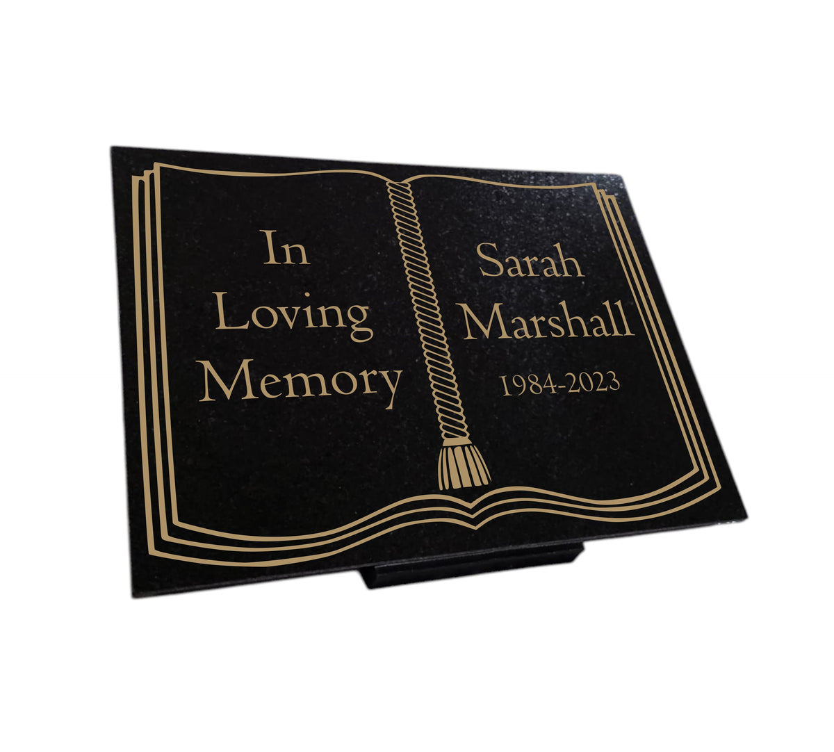 Granite Memorial Plaque, Book/Bible Design, Personalised Engraved Tribute