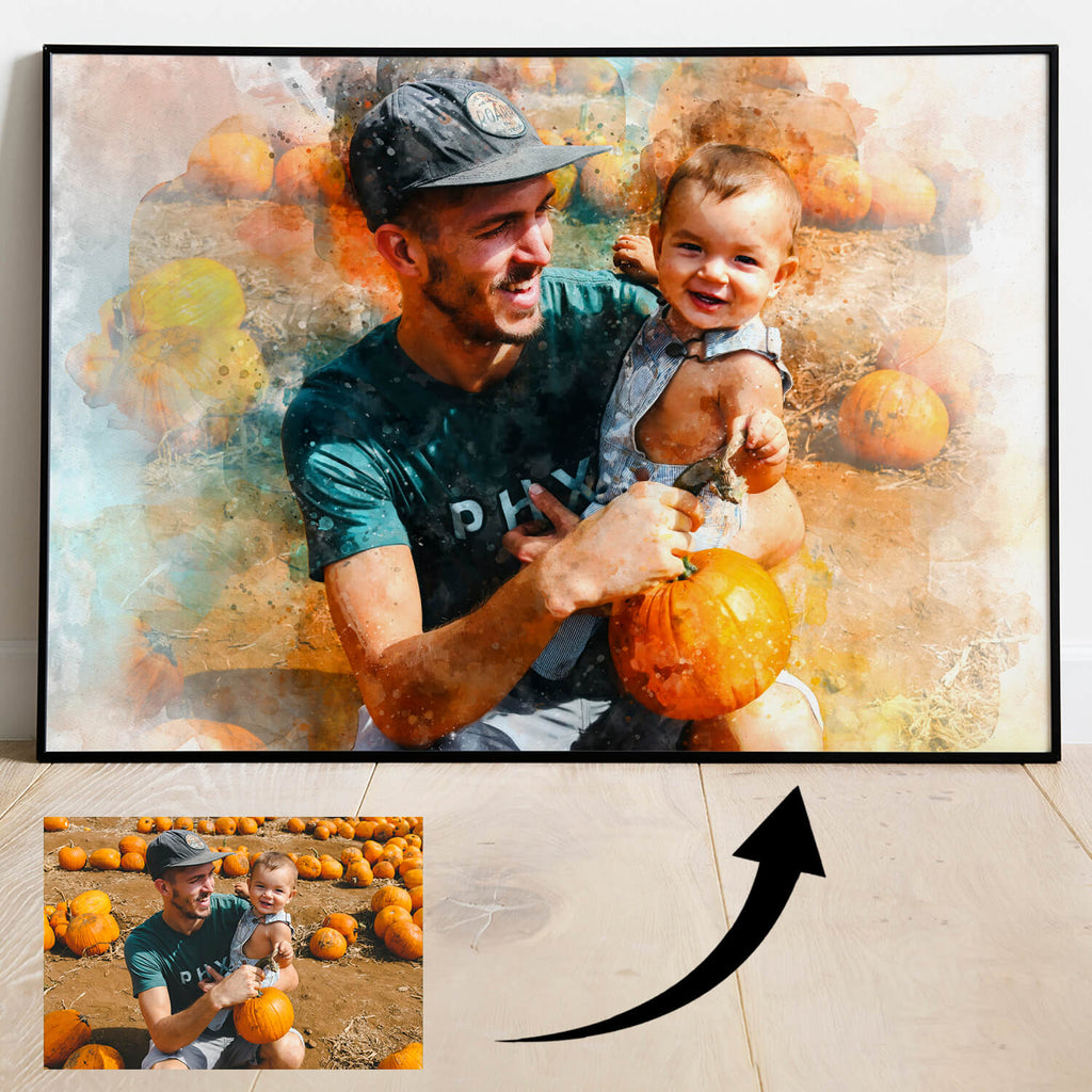 Fathers Day Personalised Watercolour Portrait
