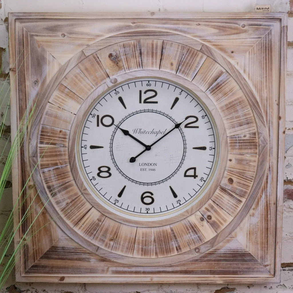 Large Square Wall Clock 80cm Antique Style