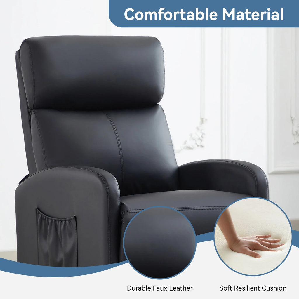 Leather Recliner Chair with Adjustable Leg Rest – Home Armchair Seat Side Pocket