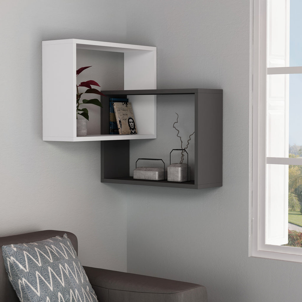 Ring Corner Wall Mounted Modern Bookcase Display Unit W 60cm