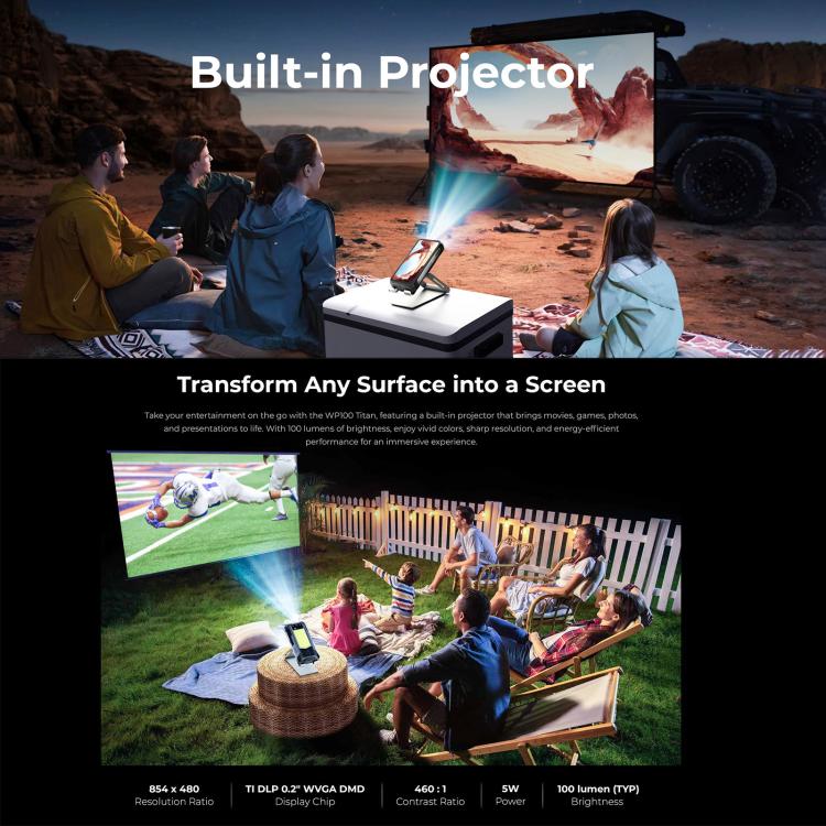 Oukitel WP100 TITAN 5G Projector Rugged Phone, 16GB+512GB, 200MP Camera, Fingerprint Identification, 6.8 inch Android 14 MediaTek Dimensity 7300 Octa Core, NFC, OTG, Network: 5G, WP100 TITAN
