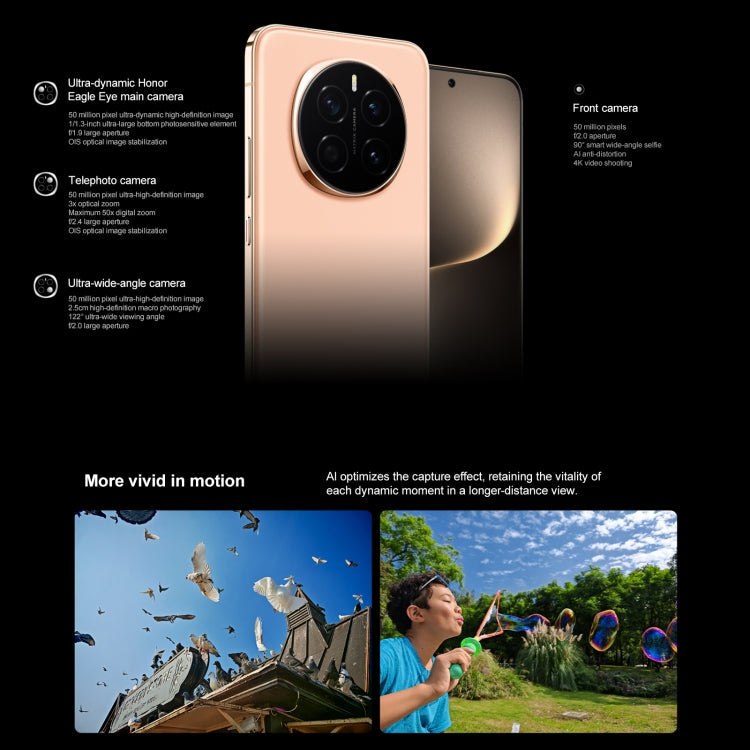 Honor Magic7, 16GB+512GB, Screen Fingerprint, 6.78 inch MagicOS 9.0 / Android 15 Snapdragon 8 Elite 3nm Octa Core, Network: 5G, NFC, OTG, Support Google Play (Gold)
