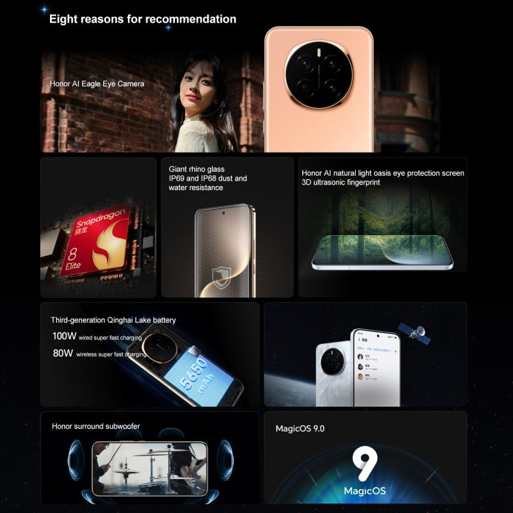 Honor Magic7, 16GB+512GB, Screen Fingerprint, 6.78 inch MagicOS 9.0 / Android 15 Snapdragon 8 Elite 3nm Octa Core, Network: 5G, NFC, OTG, Support Google Play (Gold)