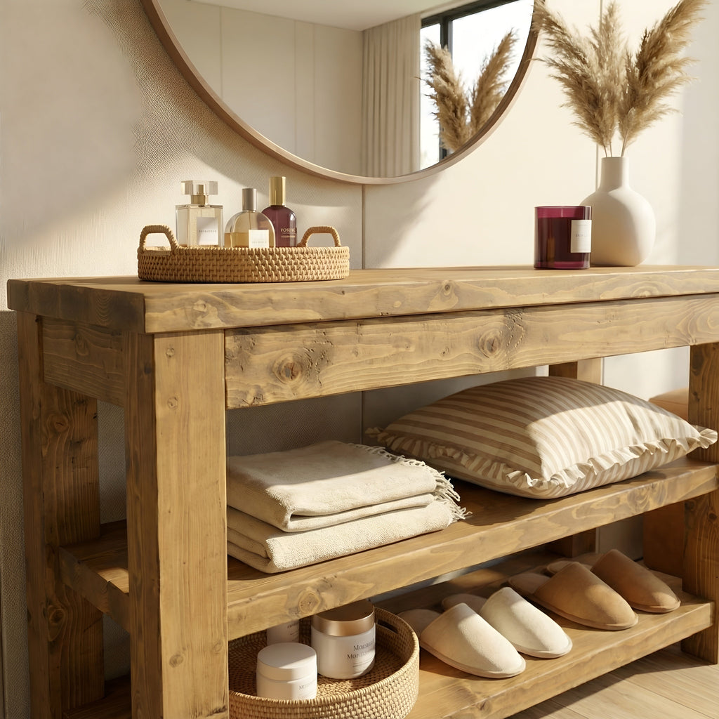MIRA Solid Wood Console With Shelves