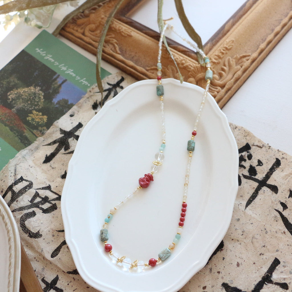 Jekira God of Wealth Red Gemstone Jewelry Set