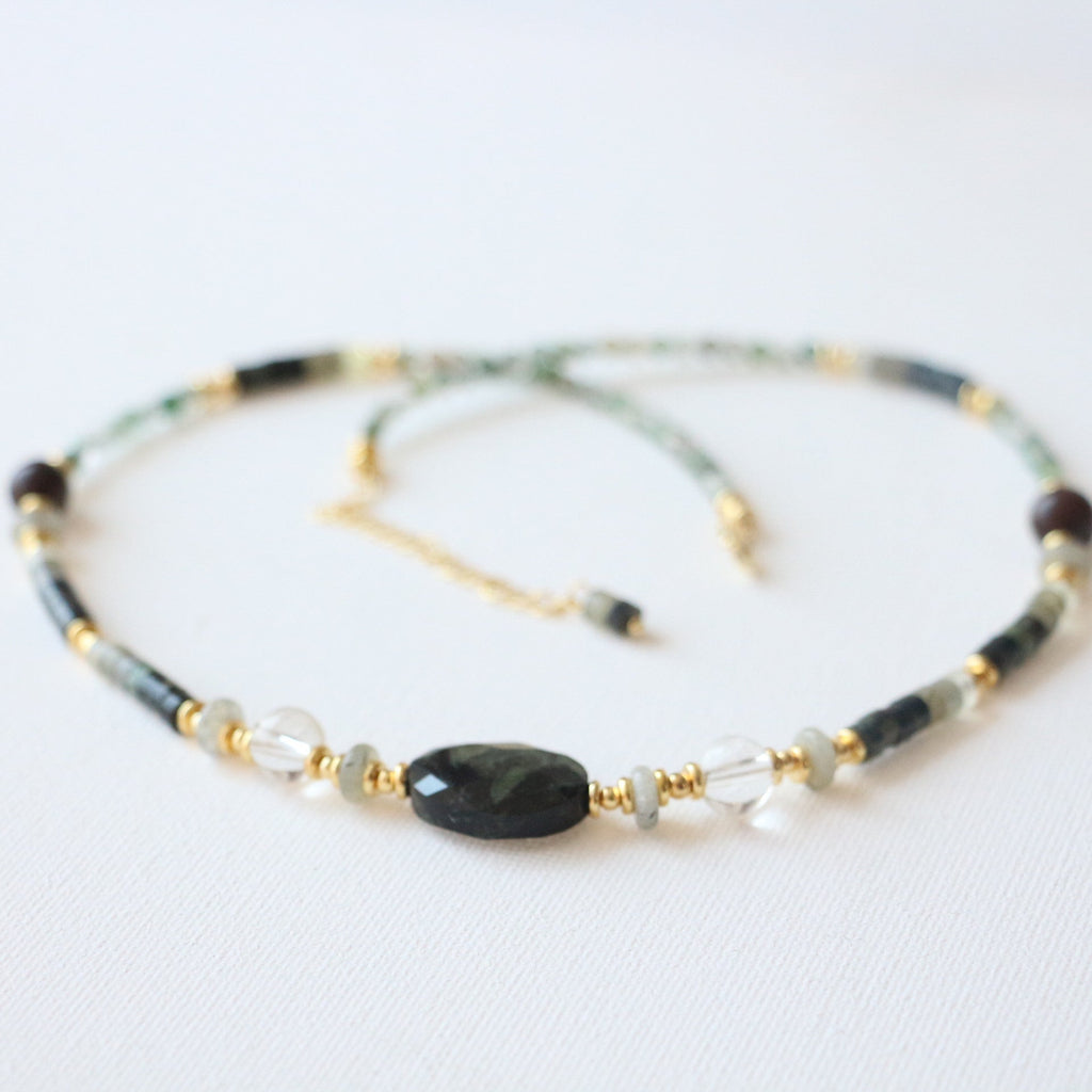 Natural Jasper & Agate Jewelry Set with 18K Gold
