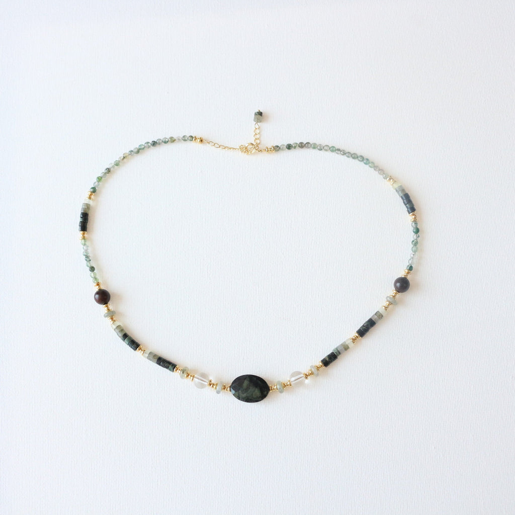 Natural Jasper & Agate Jewelry Set with 18K Gold