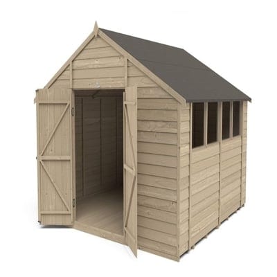 4LIFE Overlap Pressure Treated Apex Shed Double Door - All Sizes