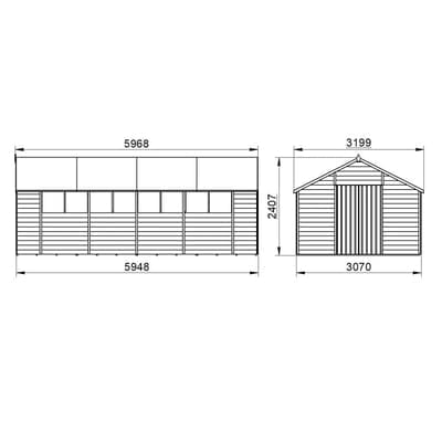 4LIFE Overlap Pressure Treated Apex Shed Double Door - All Sizes