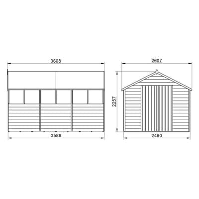 4LIFE Overlap Pressure Treated Apex Shed Double Door - All Sizes