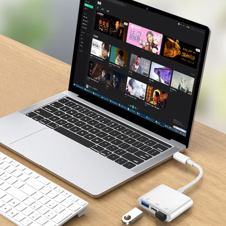 S-202 3 in 1 USB-C / Type-C Male to Type-C + 2 x USB Female Camera Adapter, S-202