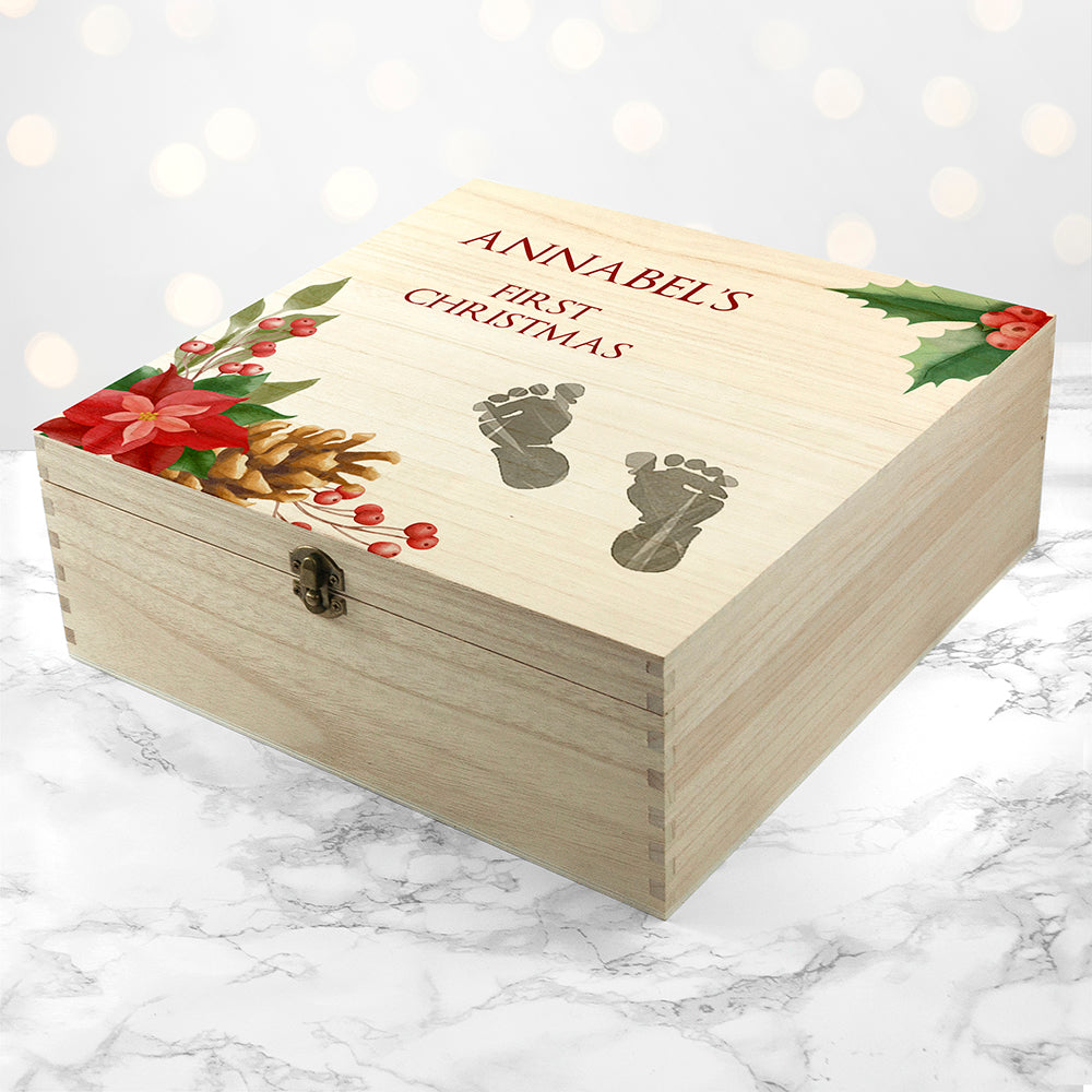 Personalised Baby's First Christmas Memento Box