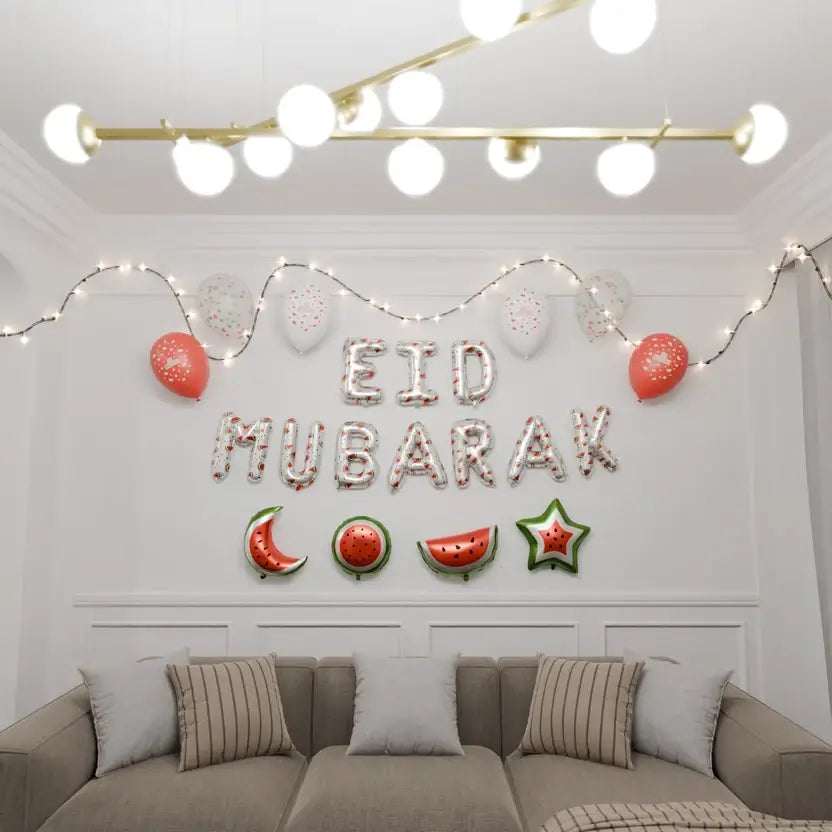Decoration Set Eid Mubarak Palestine Theme (White) | 5 Items