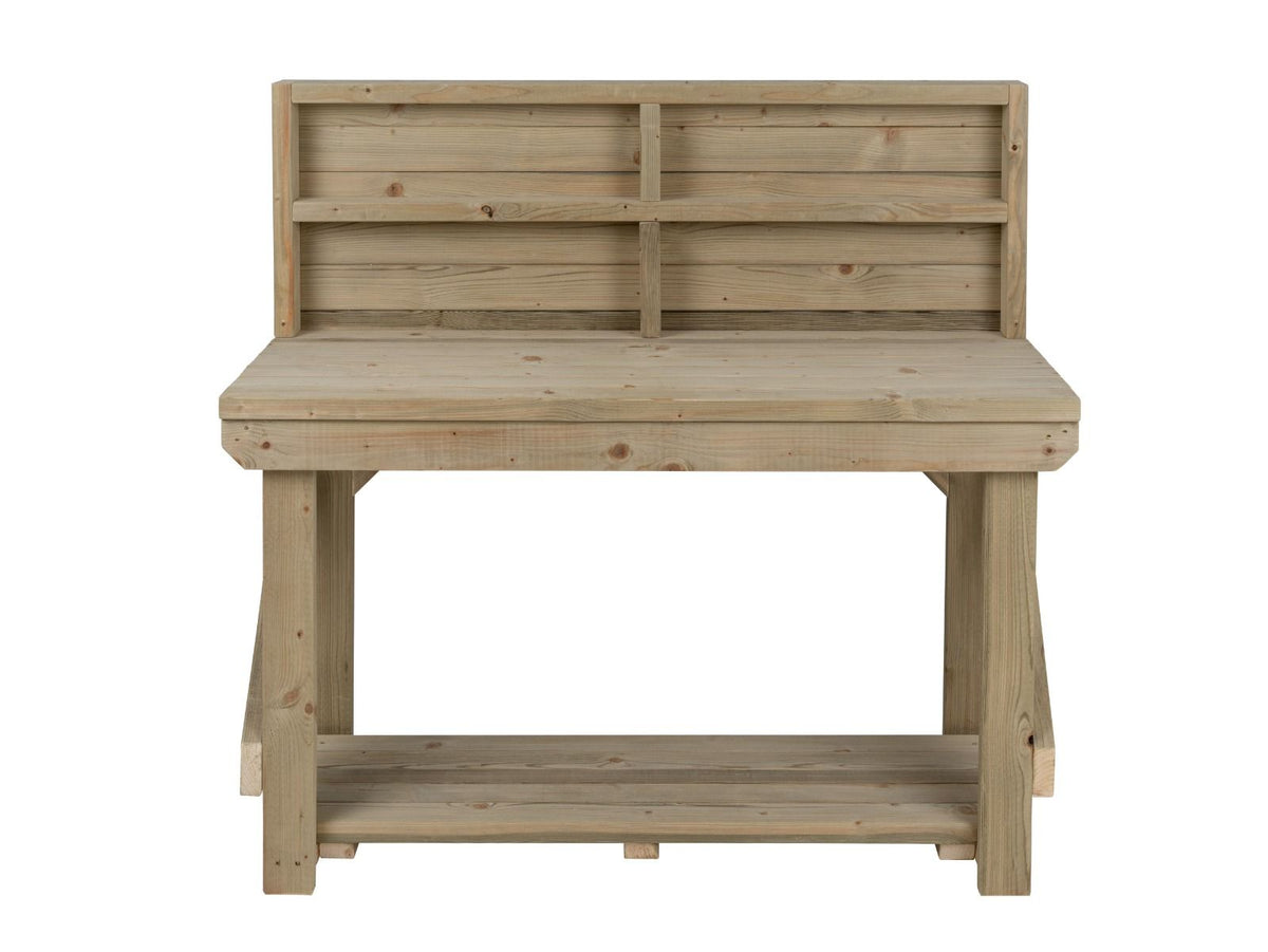 Indoor/outdoor workbench, pressure treated bench with back panel