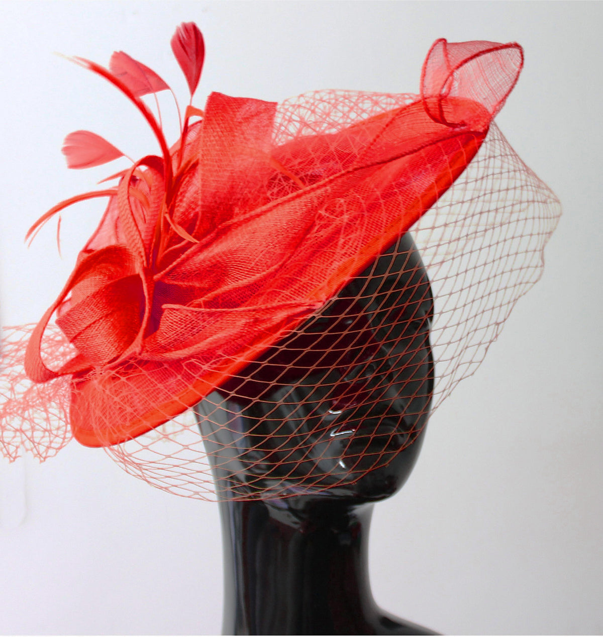 Caprilite Big Saucer Sinamay Birdcage Veil Fascinator On Headband Wedding Derby Ascot Races Ladies Hat