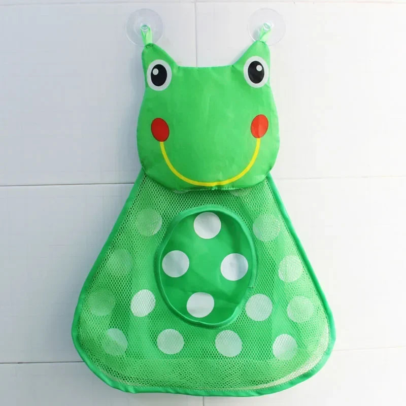 Baby Shower Toy Cute Duck Frog Net Toy Storage Bag Strong Suction Cup Baby Shower Game Bag Bathroom Organizer Water Toy