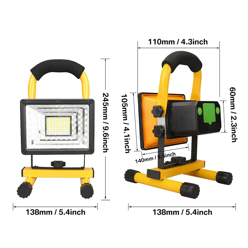 LED Rechargeable Portable Work Light 60W with Stand Waterproof Floodlight