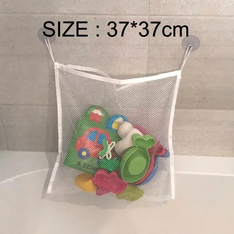 Baby Shower Toy Cute Duck Frog Net Toy Storage Bag Strong Suction Cup Baby Shower Game Bag Bathroom Organizer Water Toy