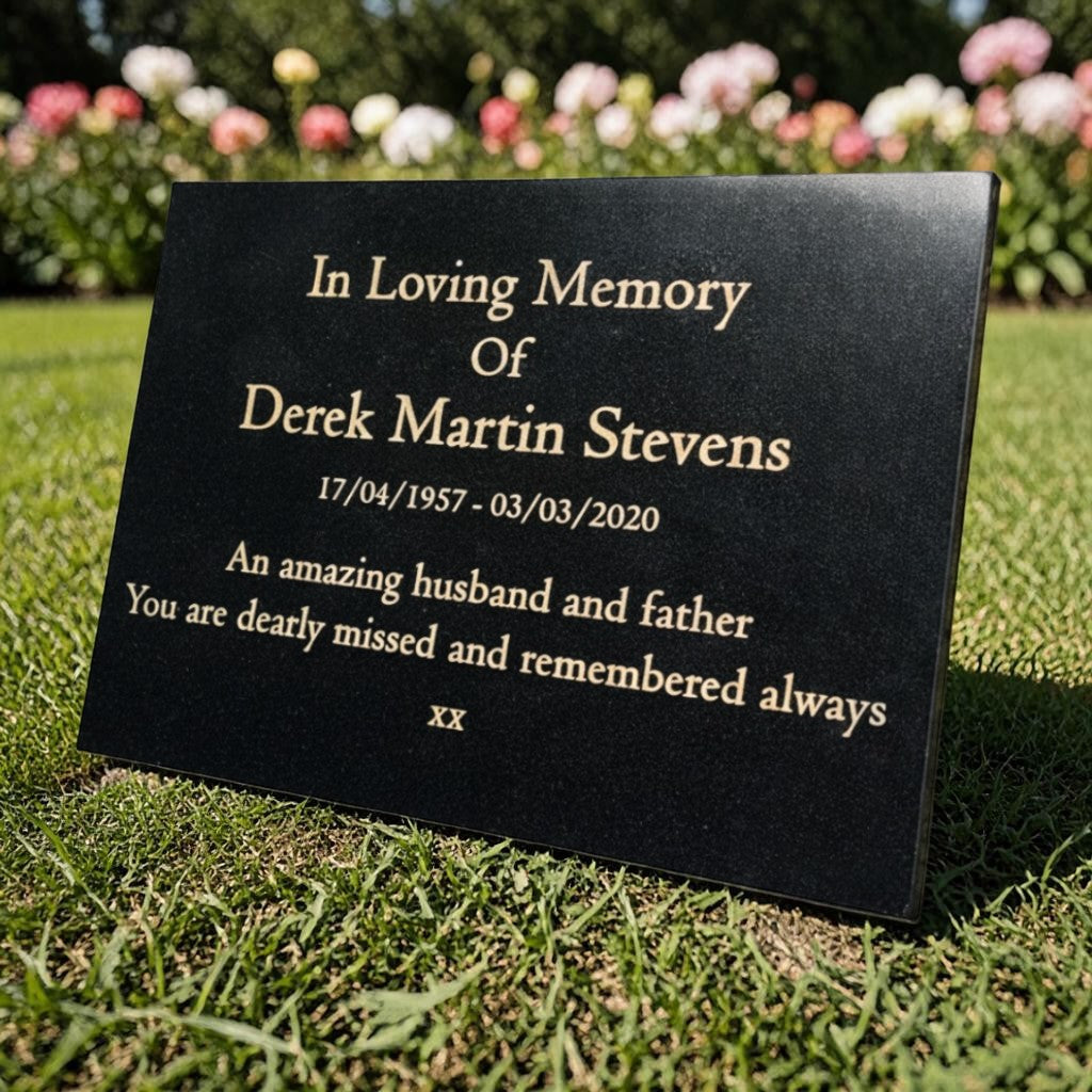 Granite Memorial Plaque, Personalised Engraved Tribute