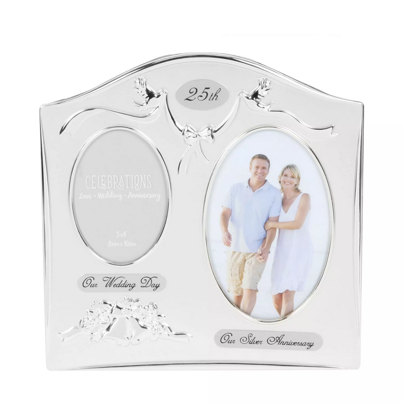 25th Wedding Anniversary Photo Frame Silver For Two Photos