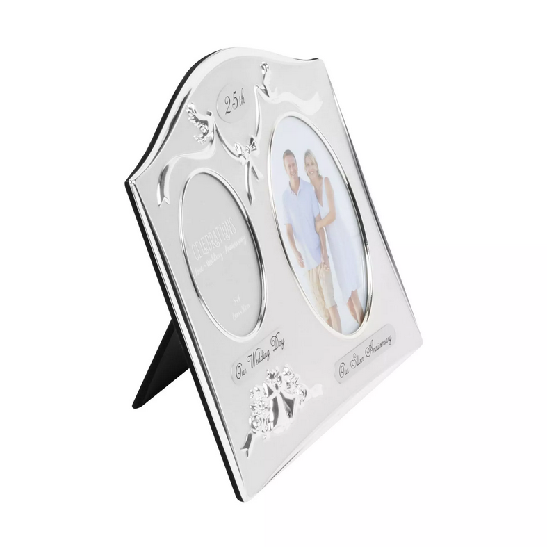 25th Wedding Anniversary Photo Frame Silver For Two Photos