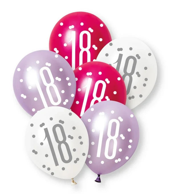 12" GLITZ PINK NUMBER 18 PEARL LATEX (6 PER PACK)