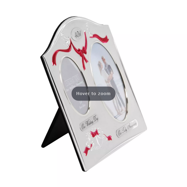 Juliana Photo Frame 2 Tone Silver Plated Double Wedding Anniversary - 40th Ruby FS55040