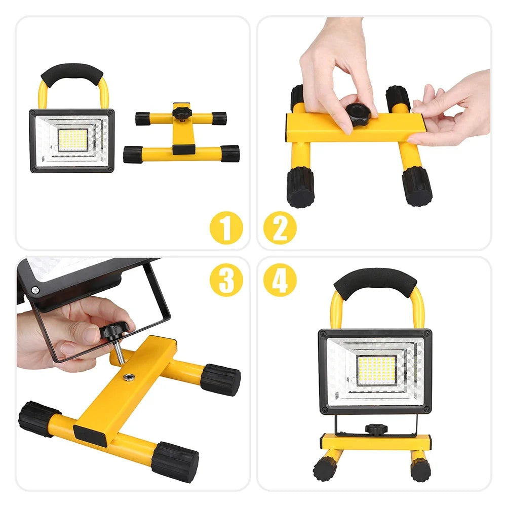LED Rechargeable Portable Work Light 60W with Stand Waterproof Floodlight