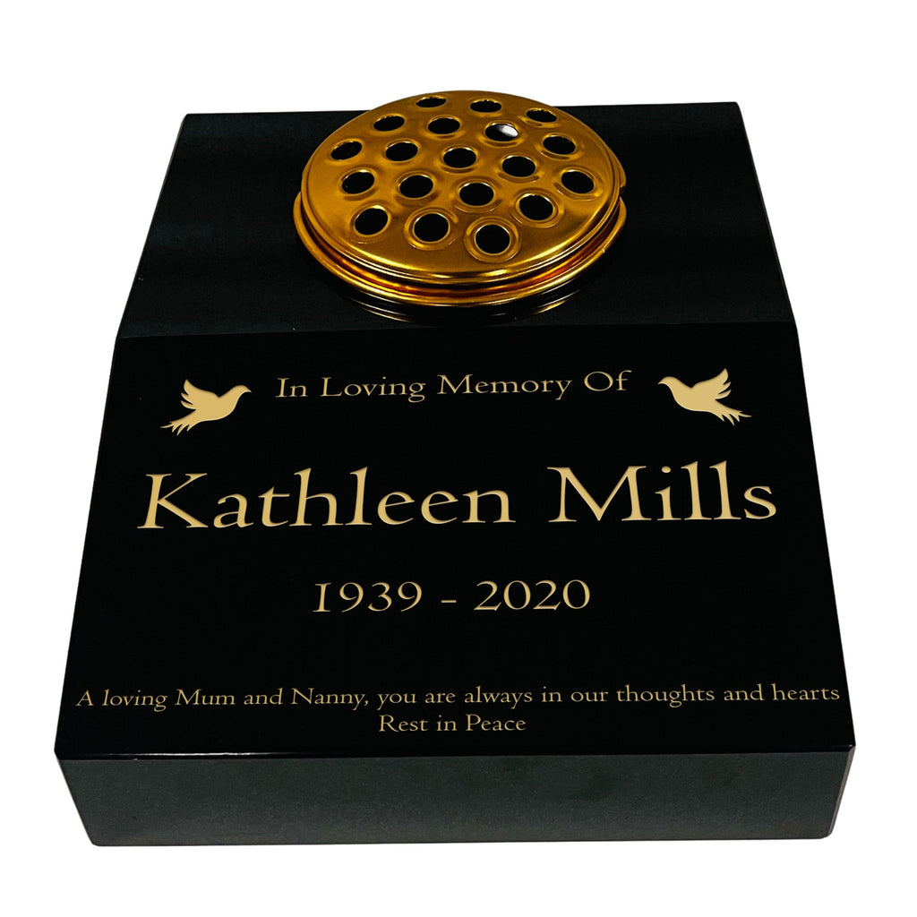 Granite Memorial Sloping Desk with Vase - Dove design, Free  Gold Engraving