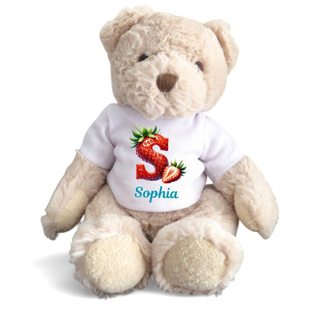 Personalised Strawberry Initial & Name Baby Gift Box - Teddy & Vest