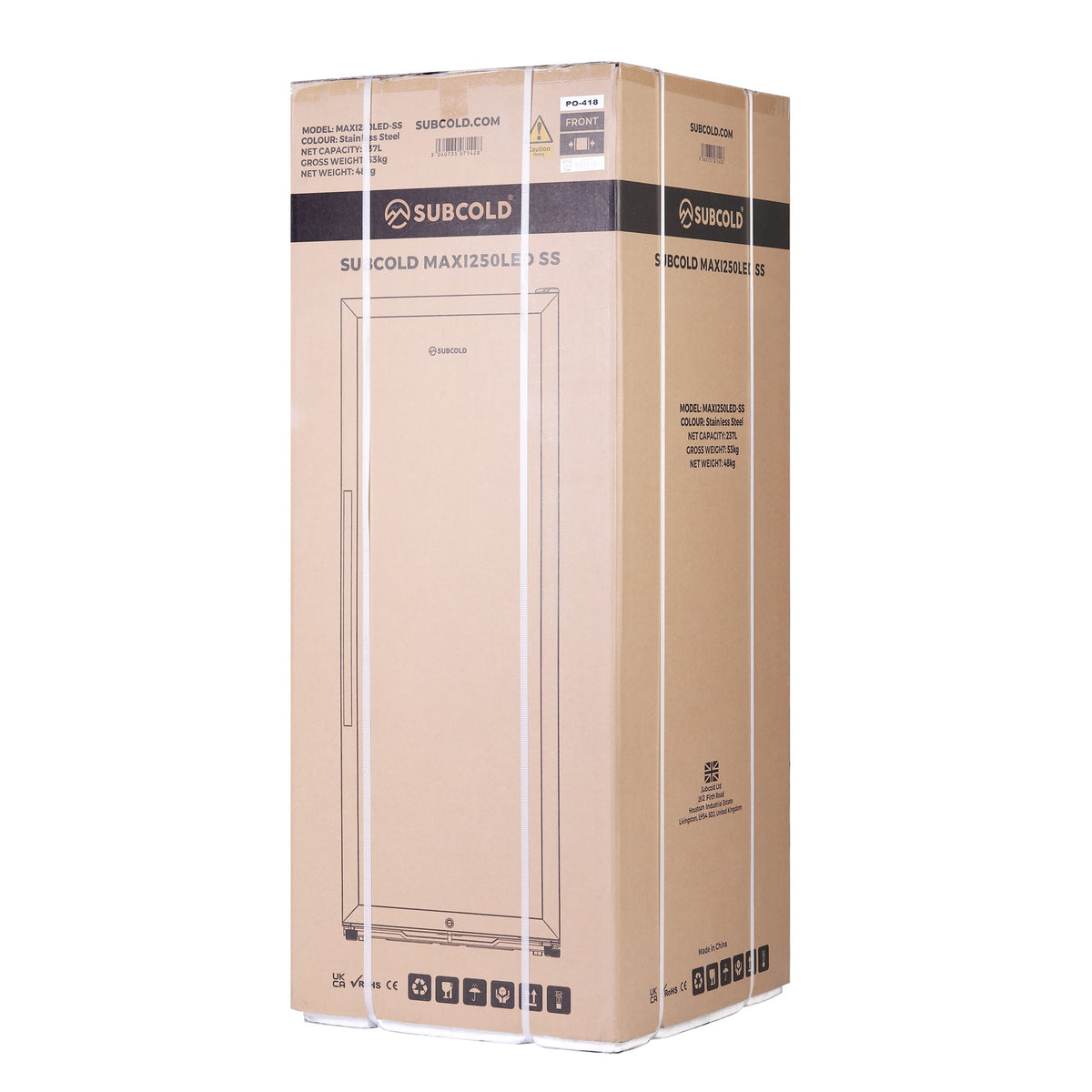 Subcold Maxi250 Tall Drinks Fridge Stainless Steel