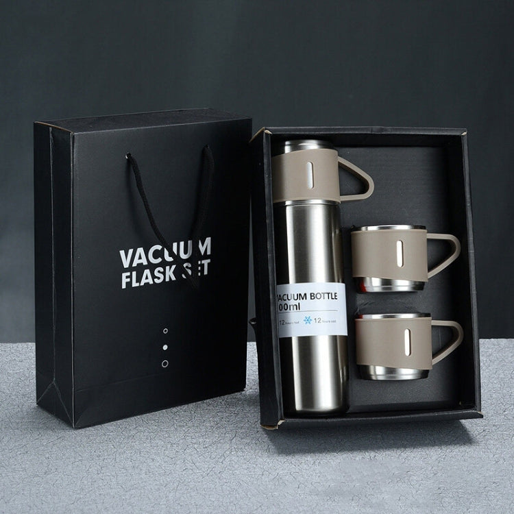 500ml 304 Stainless Steel Thermos Cup Portable Business Tea Cup,Spec: Gift Box Set(Silver)