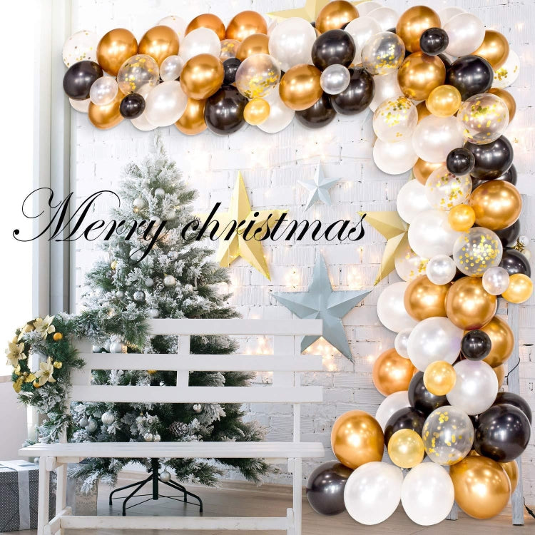 Classic Black Gold Latex Balloon Set Birthday Party Balloon Chain Room Decoration Set, Classic Black Gold Latex Balloon Set