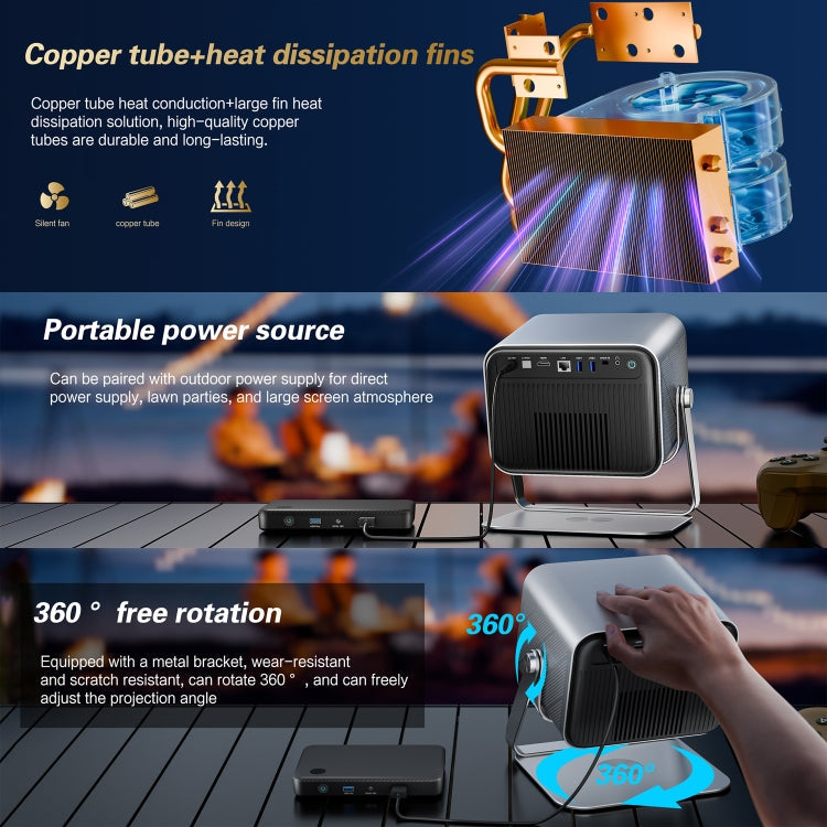 TOUMEI X6 4K HD Home Theater Office Teaching Microphone Karaoke Projector GTV Google Systems(UK Plug)