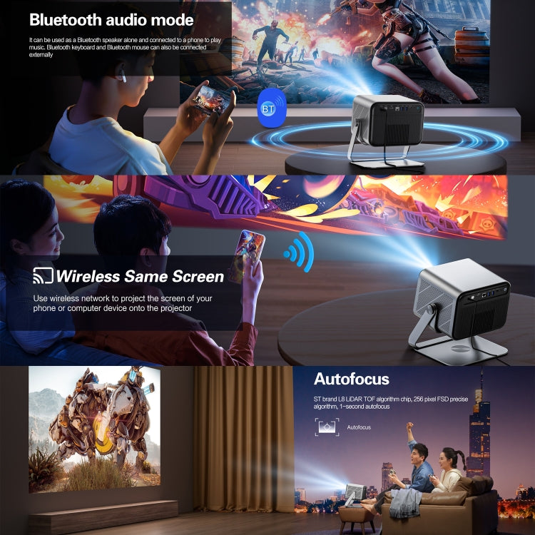 TOUMEI X6 4K HD Home Theater Office Teaching Microphone Karaoke Projector GTV Google Systems(UK Plug)