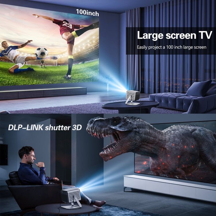 TOUMEI X6 4K HD Home Theater Office Teaching Microphone Karaoke Projector GTV Google Systems(UK Plug)