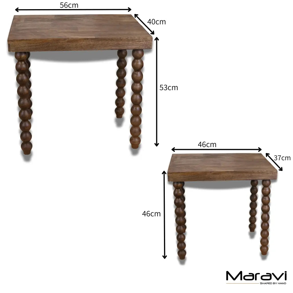 Tivani Wooden Side Table Set of 2 Bobbin Legs