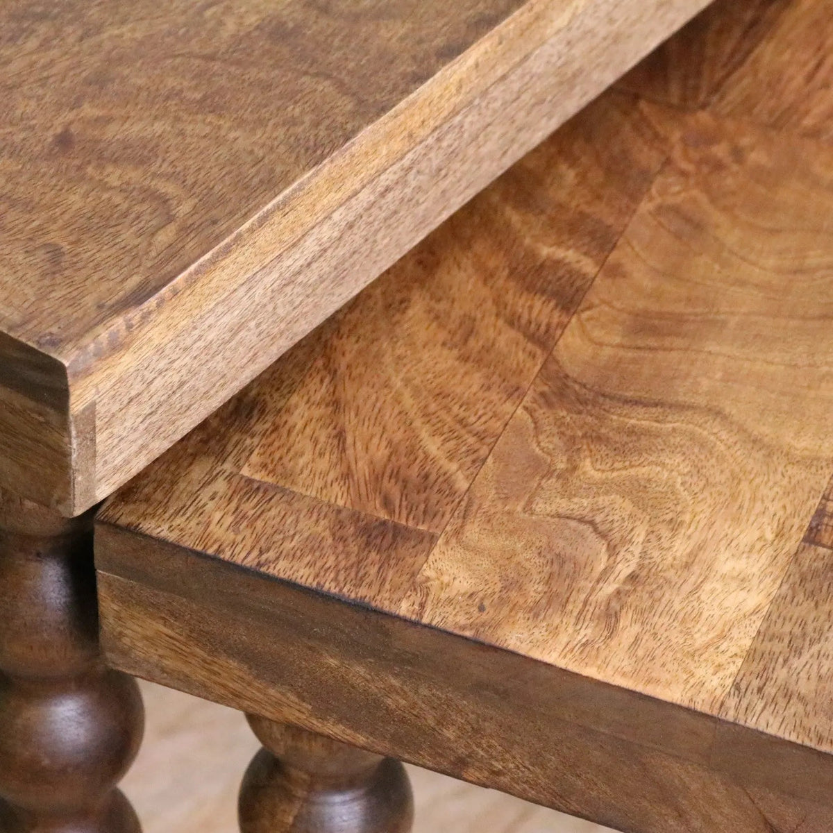 Tivani Wooden Side Table Set of 2 Bobbin Legs