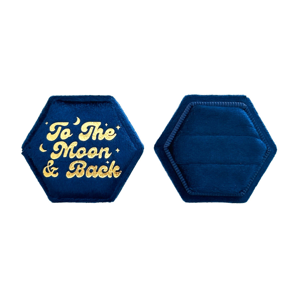 To The Moon and Back Blue Wedding Ring Box