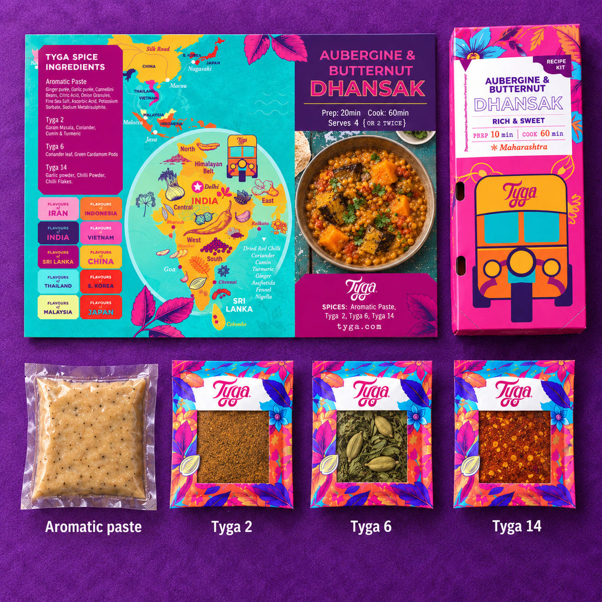 Aubergine & Butternut Squash Dhansak Recipe Kit