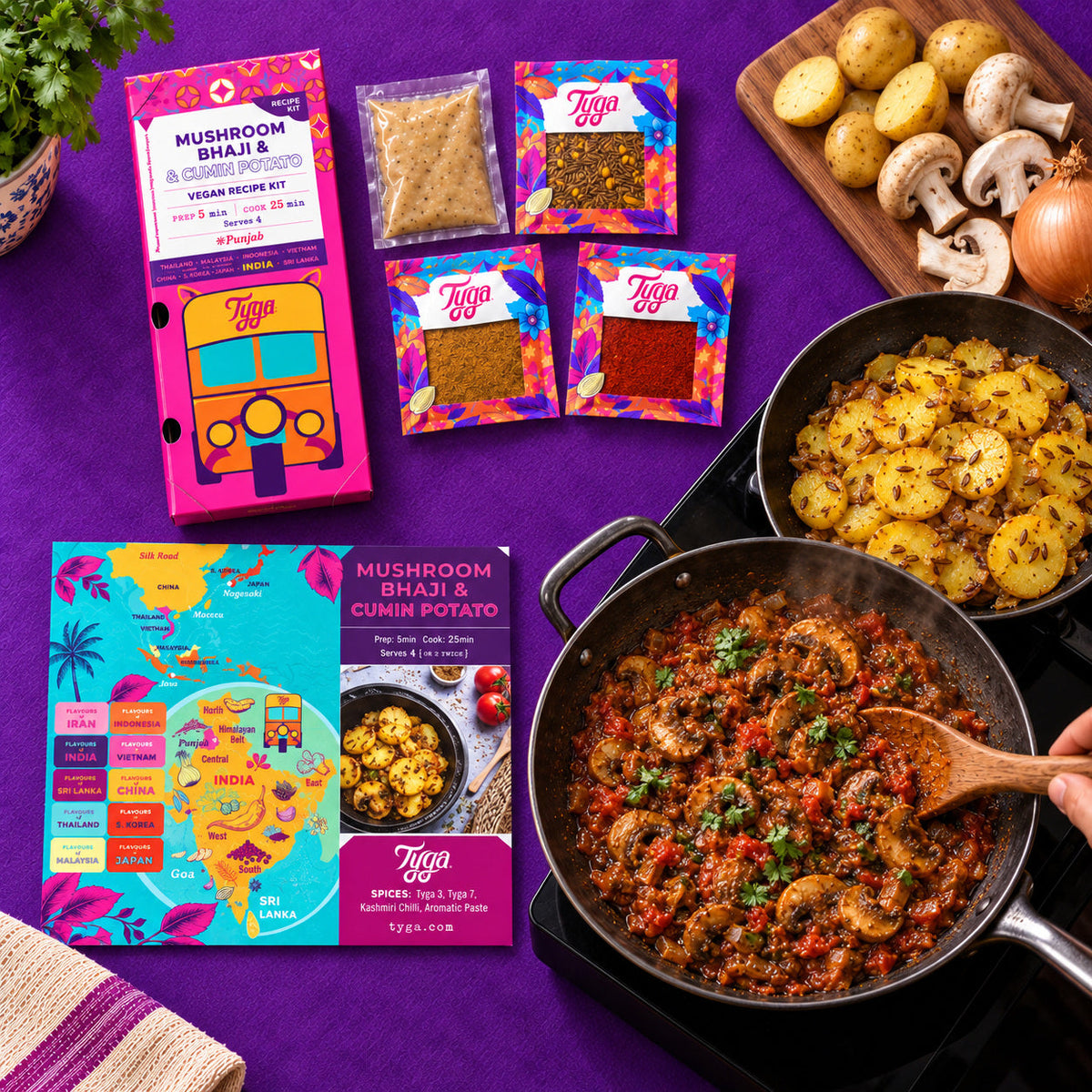 Mushroom Bhaji & Cumin Potato Recipe Kit