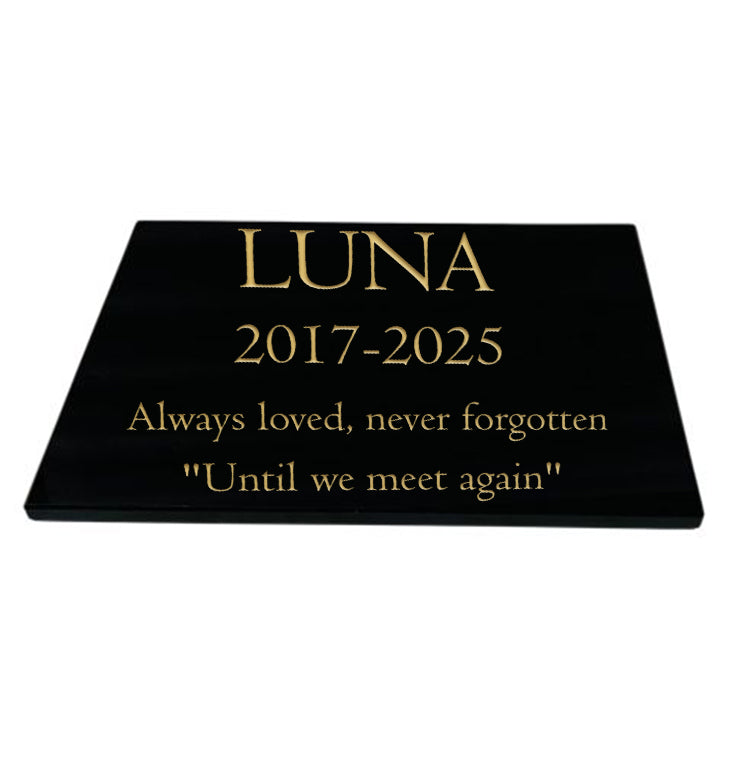 Cat Memorial Plaque – Premium Black Granite, Personalised Engraved Tribute