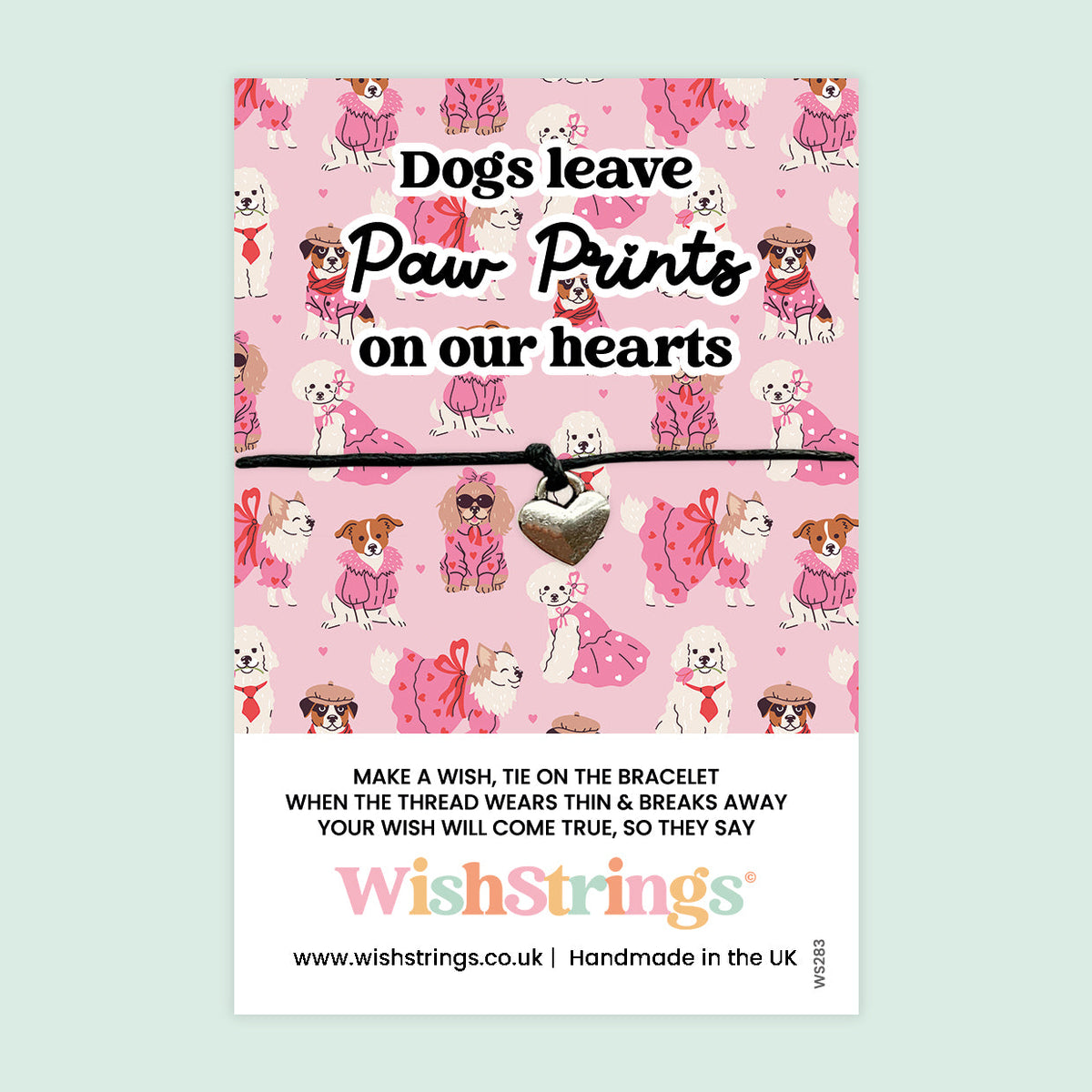 Dog Memorial Bracelet – Handmade Waxed Cotton Sympathy Bracelet on Pet Gift Card