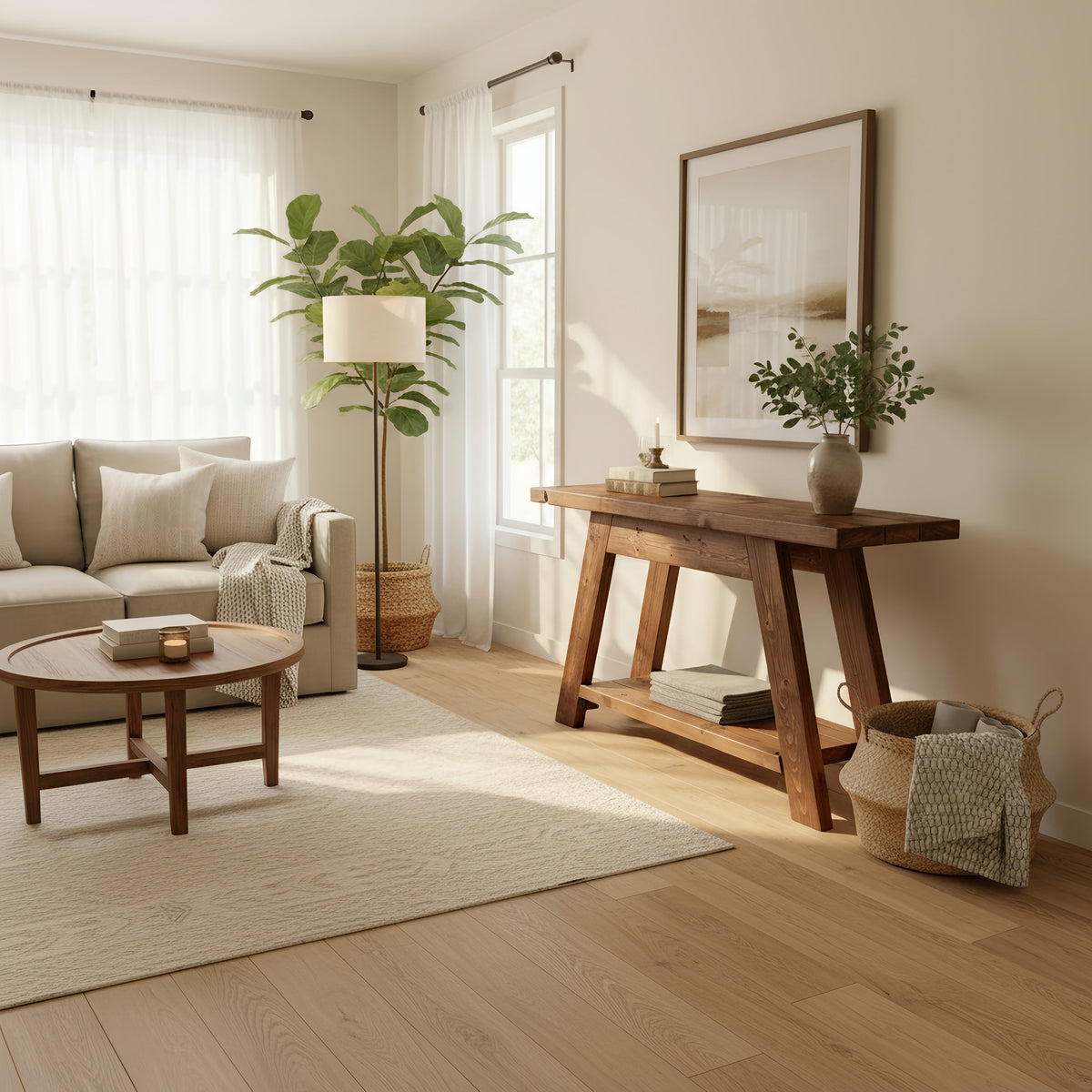DASI Console Table With Shelf Walnut Colour