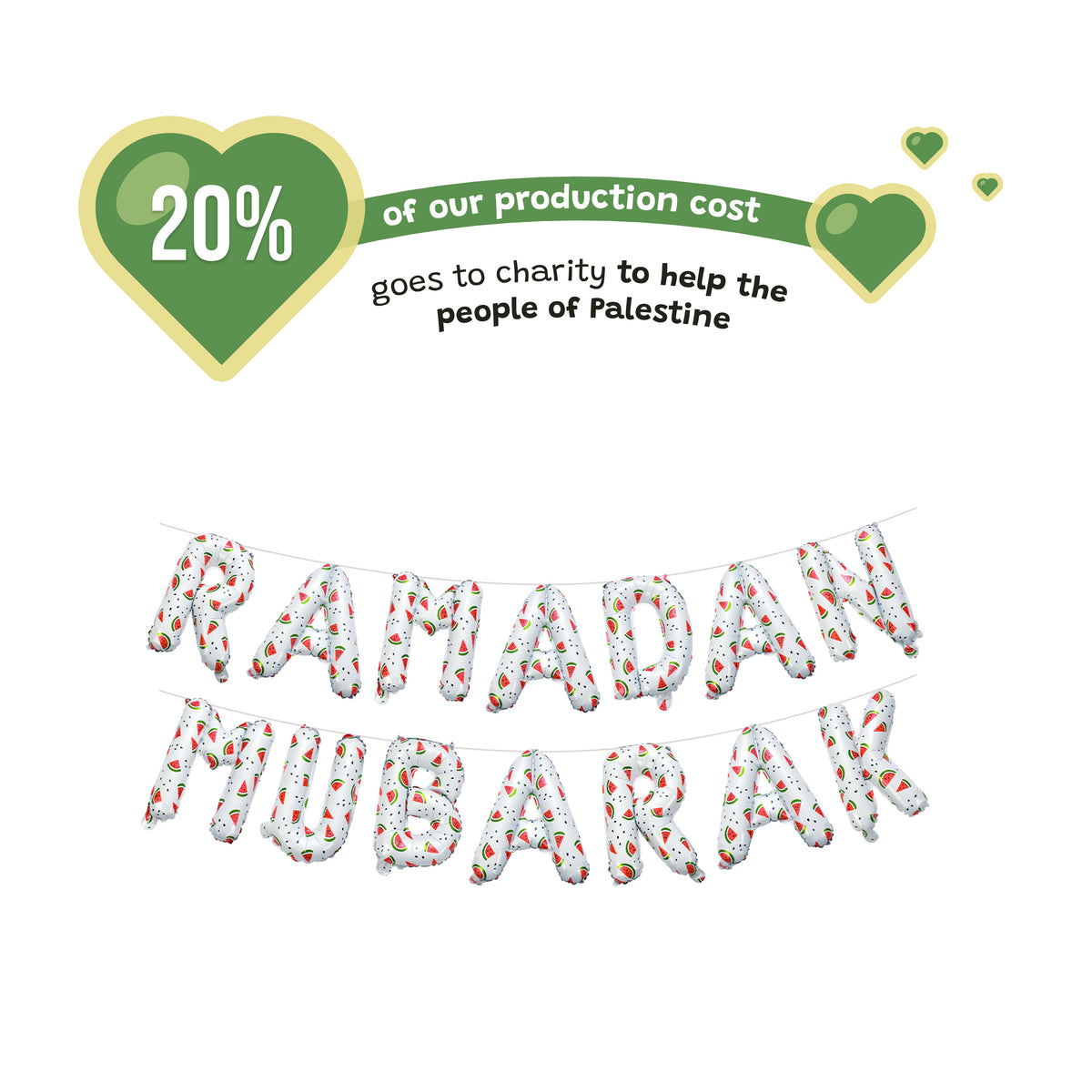 Decoration Set Ramadan Mubarak Palestine Theme (White) | 5 Items